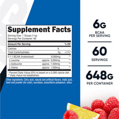 Nutricost BCAA Raspberry Lemonade scoop beside powder for quick mix.