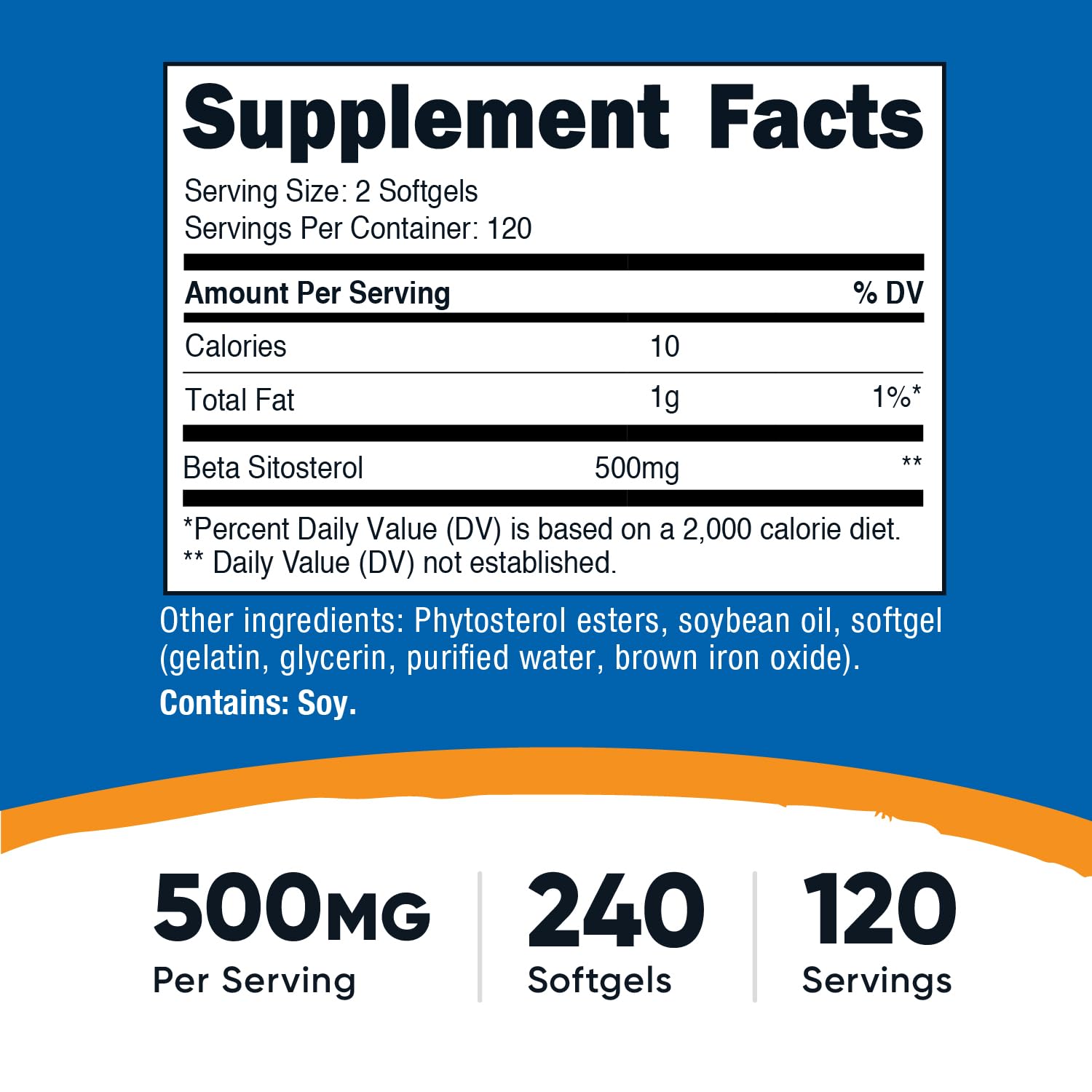 Nutricost Beta Sitosterol softgel detail emphasizing smooth texture for easy swallowing