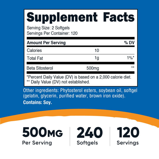 Nutricost Beta Sitosterol softgel detail emphasizing smooth texture for easy swallowing