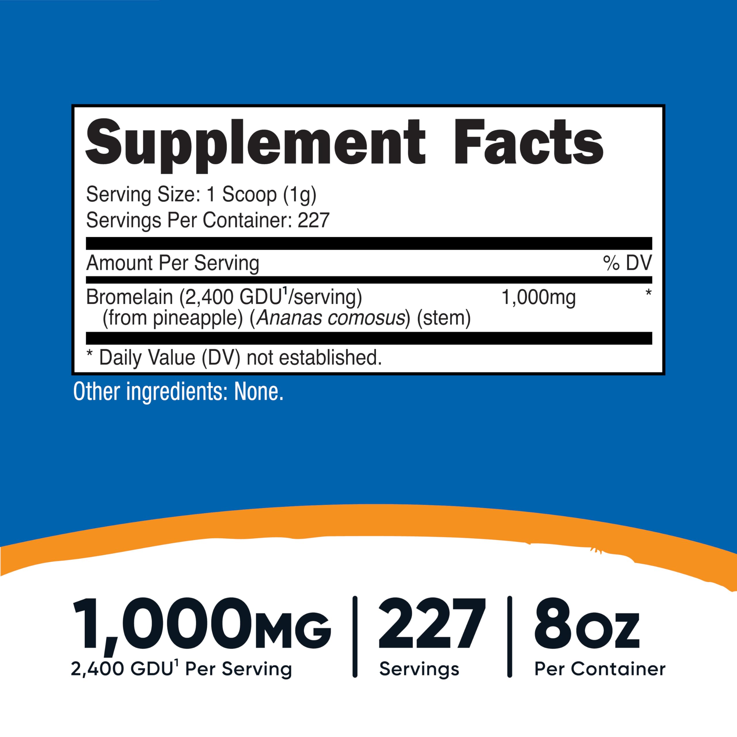 Nutricost Bromelain Powder scoop measuring powder for convenient servings.