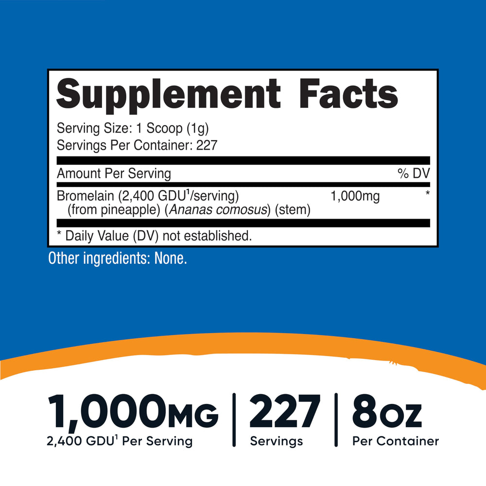 Nutricost Bromelain Powder scoop measuring powder for convenient servings.