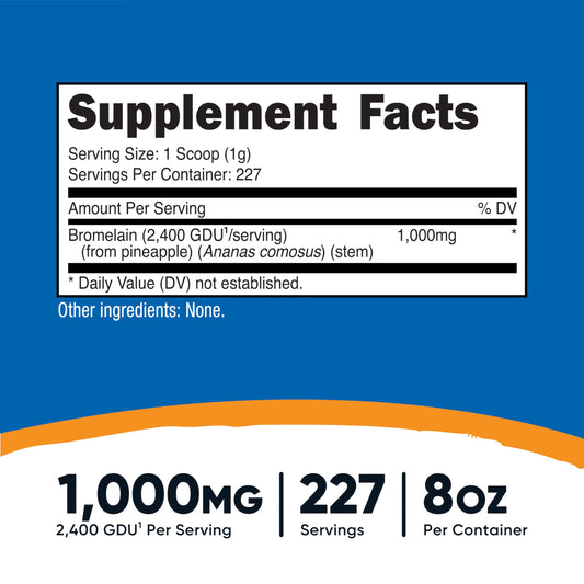 Nutricost Bromelain Powder scoop measuring powder for convenient servings.