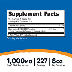 Nutricost Bromelain Powder scoop measuring powder for convenient servings.