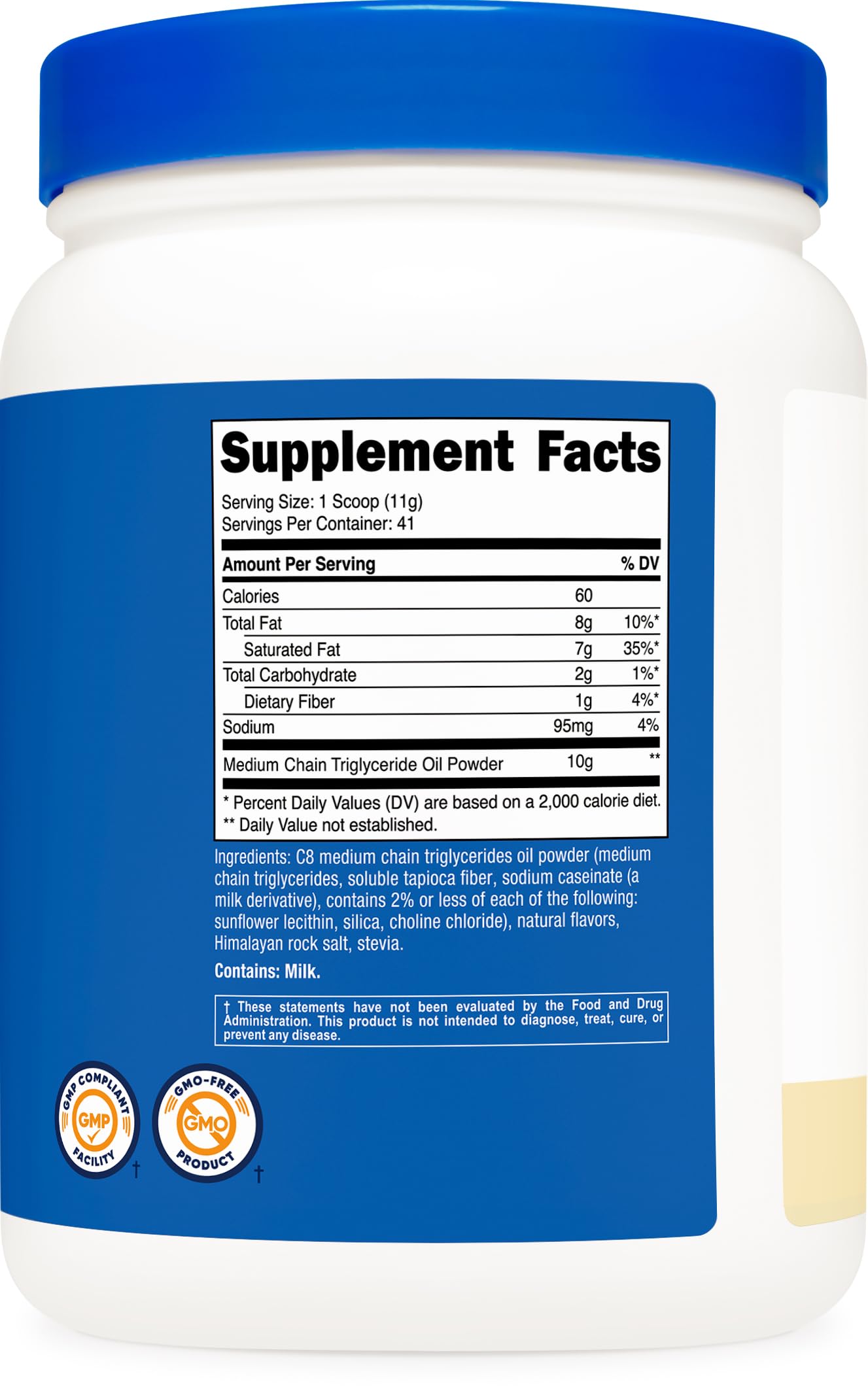 Nutricost C8 MCT Oil Powder packaging with shaker-ready mix.