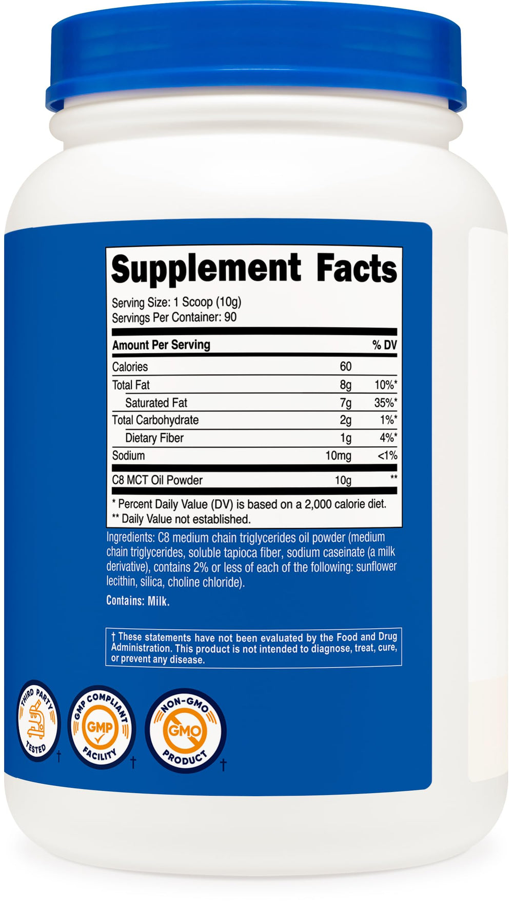 Nutricost label emphasizes GMP and FDA registered facility.