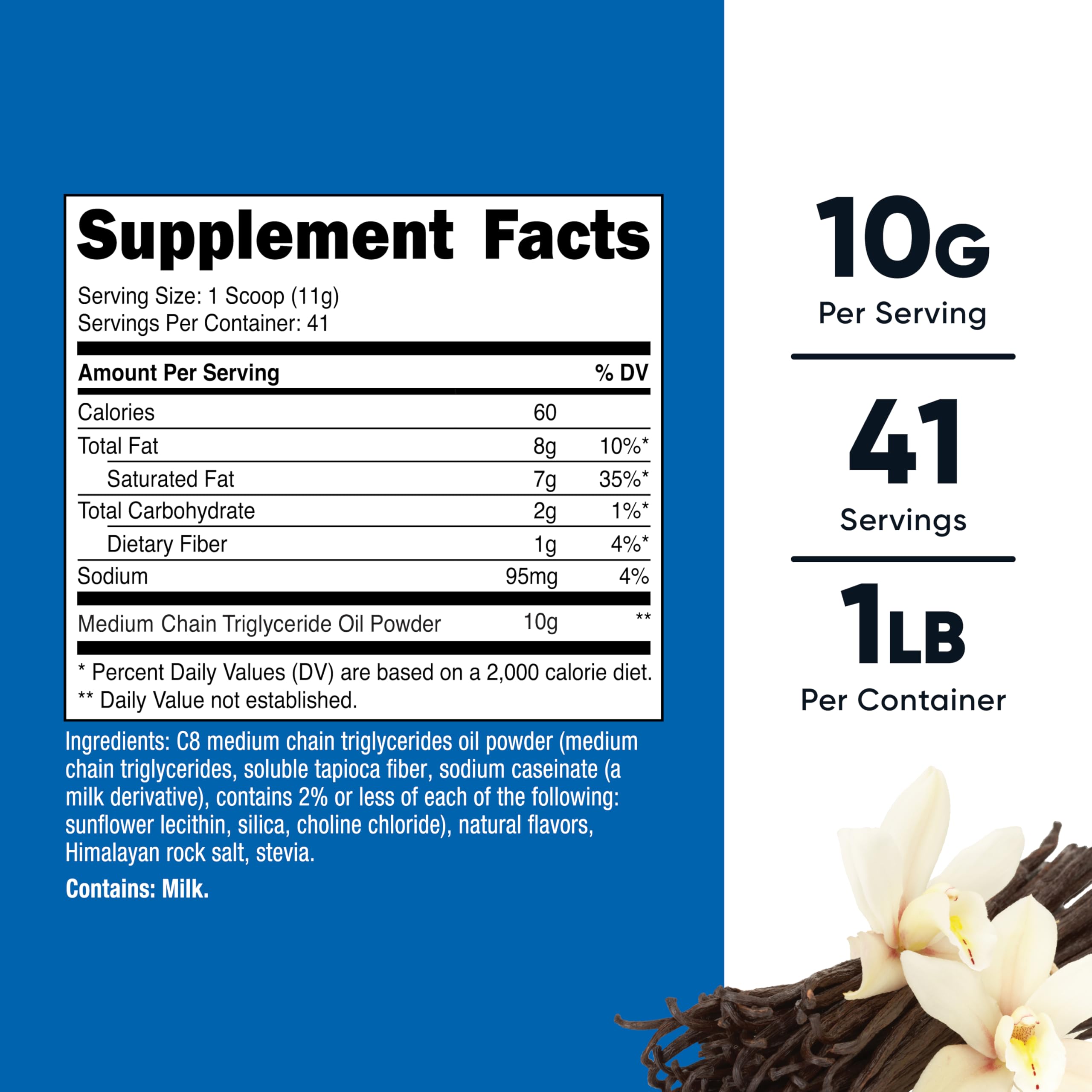 Nutricost C8 MCT Oil Powder measuring scoop for easy daily serving.