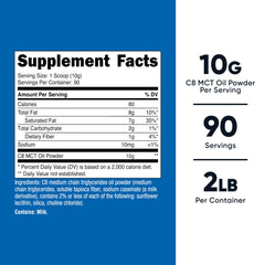 Nutricost C8 MCT powder with scoop showing serving size included.