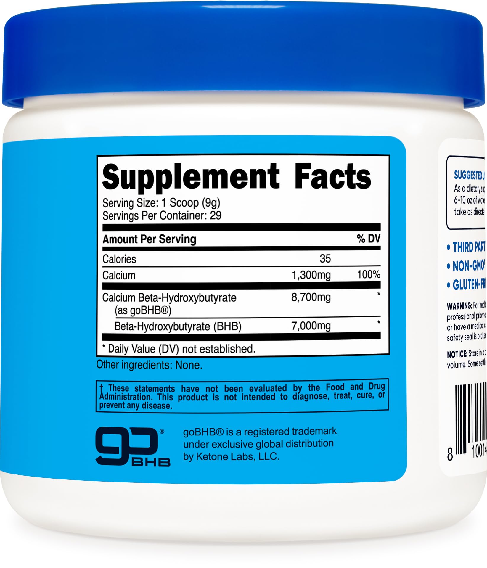 Nutricost Calcium BHB GMP-certified facility badge signaling quality assurance