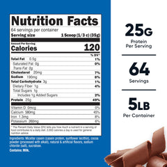 Nutricost casein powder 5lb chocolate scoop shows easy, measured servings