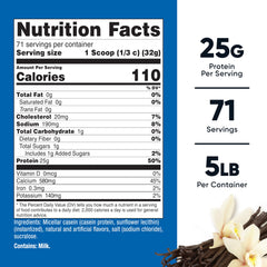 Nutricost Casein Vanilla serving scoop image, convenient 71-serving supply for daily protein.