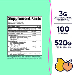 Nutricost Creatine Monohydrate Peach Mango label with added extracts