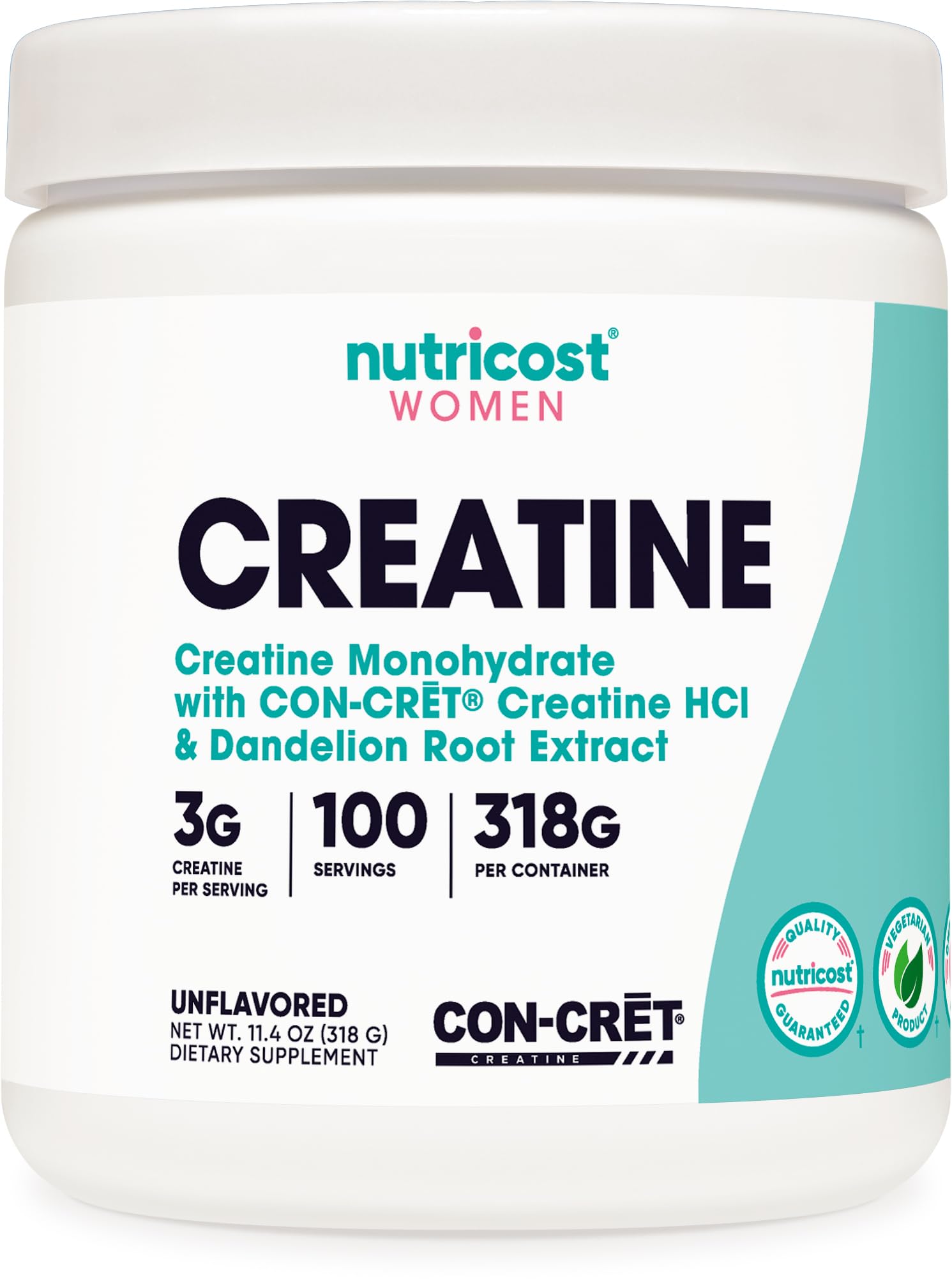 Nutricost creatine monohydrate bottle with scoop for easy daily use