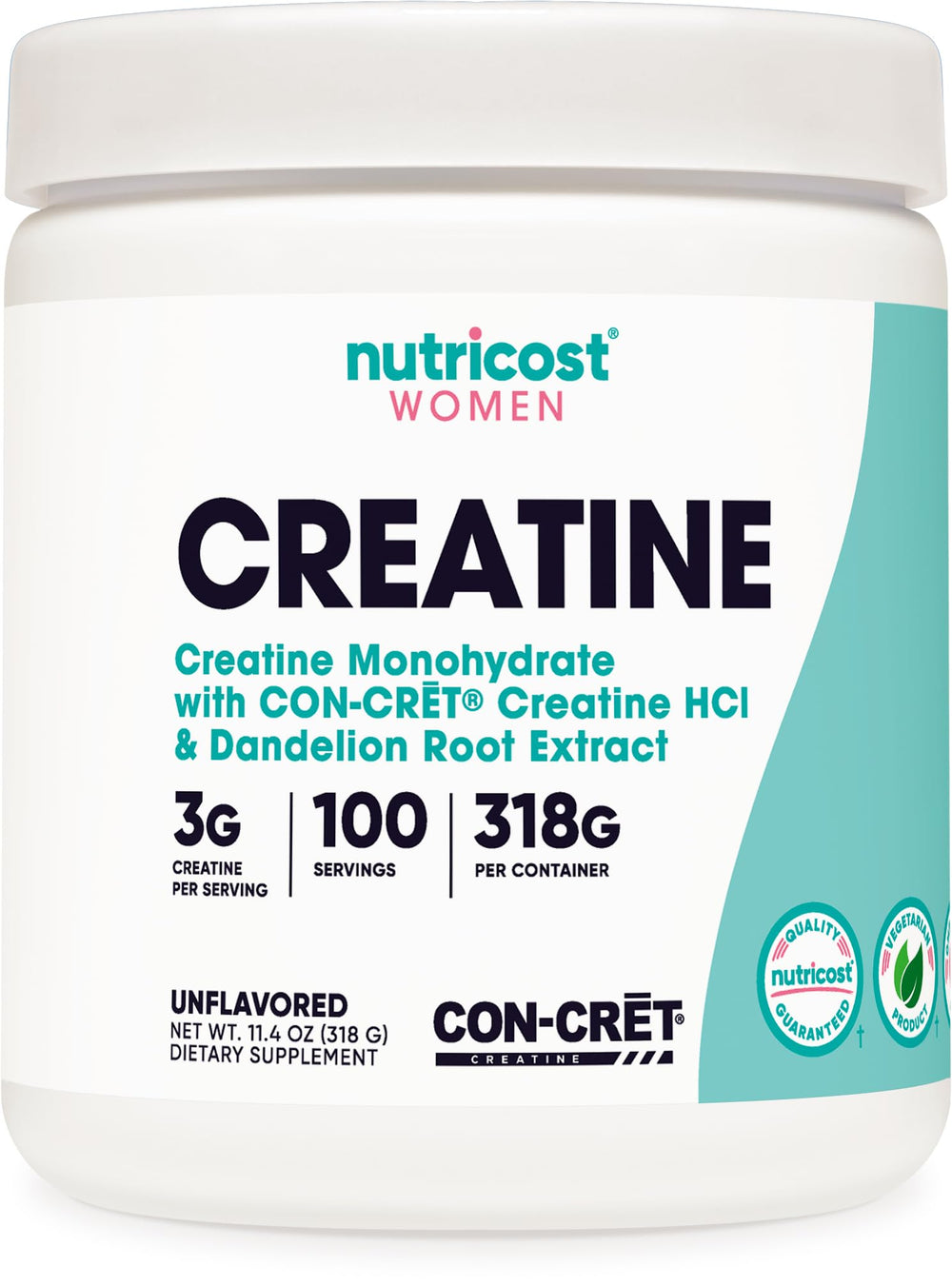 Nutricost creatine monohydrate bottle with scoop for easy daily use