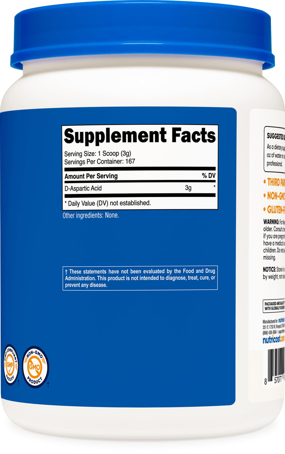 Nutricost DAA powder produced in GMP facility emphasizes quality