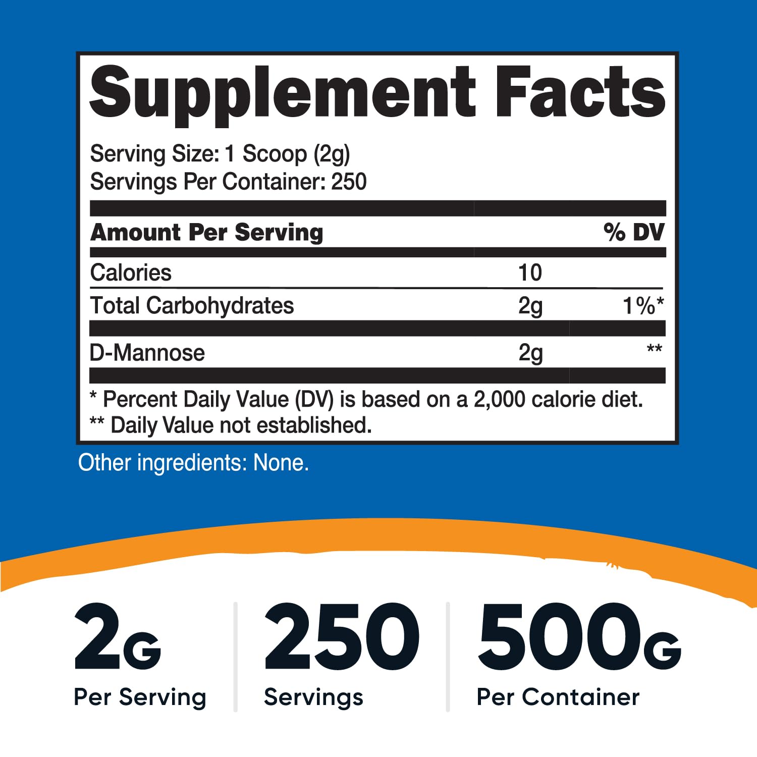 Nutricost D-Mannose powder being poured, convenient daily serving.