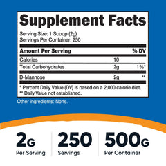 Nutricost D-Mannose powder being poured, convenient daily serving.