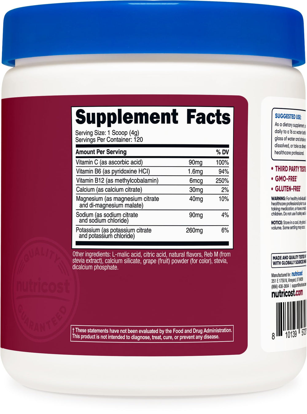 Nutricost Electrolyte Complex Powder grape on a sports bottle to support on-the-go hydration