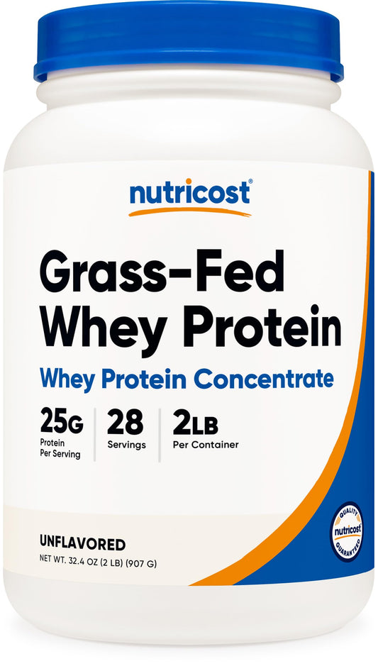 Nutricost Grass-Fed Whey Protein bottle showing a clean, versatile protein for daily shakes