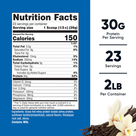 Nutricost Grass-Fed Whey Protein Isolate Vanilla pour for a quick shake