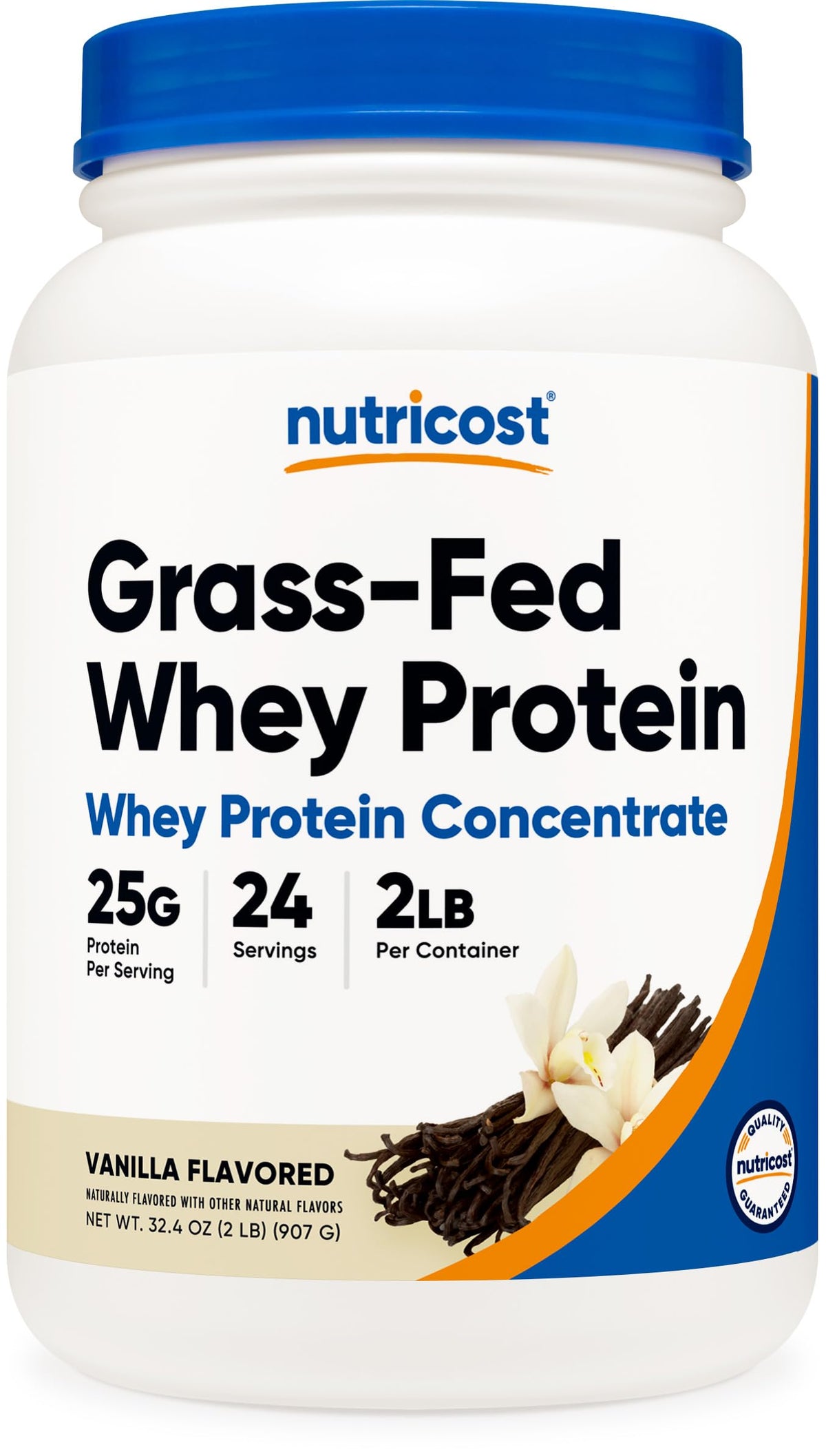 Nutricost Grass-Fed Whey Vanilla bottle ideal for post workout shakes