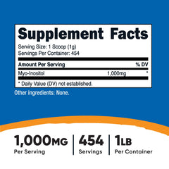 Nutricost Inositol Powder scoop ready for a 1000 mg serving.