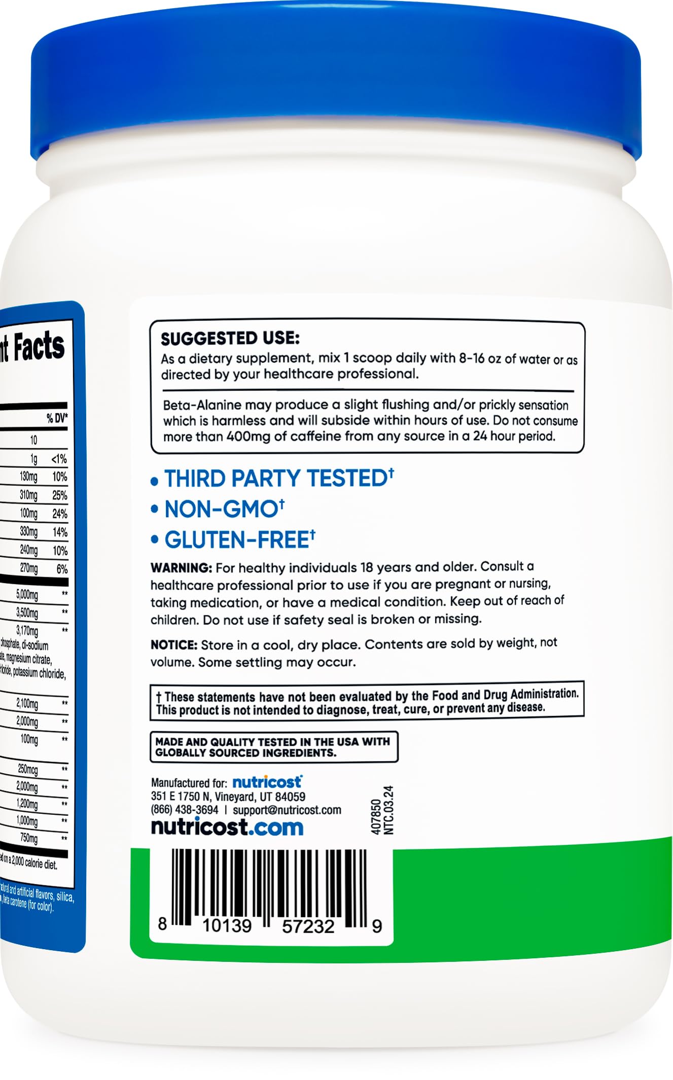 Nutricost Intra Green Apple powder mixed in water revealing flavor.