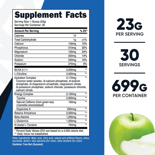 Nutricost Intra Green Apple bottle being poured into water for quick refreshment.