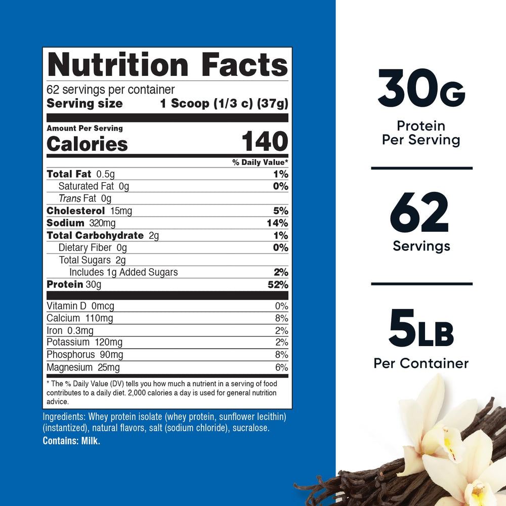 Nutricost Isolate Whey Vanilla 5 lbs scoop for quick post-workout protein.