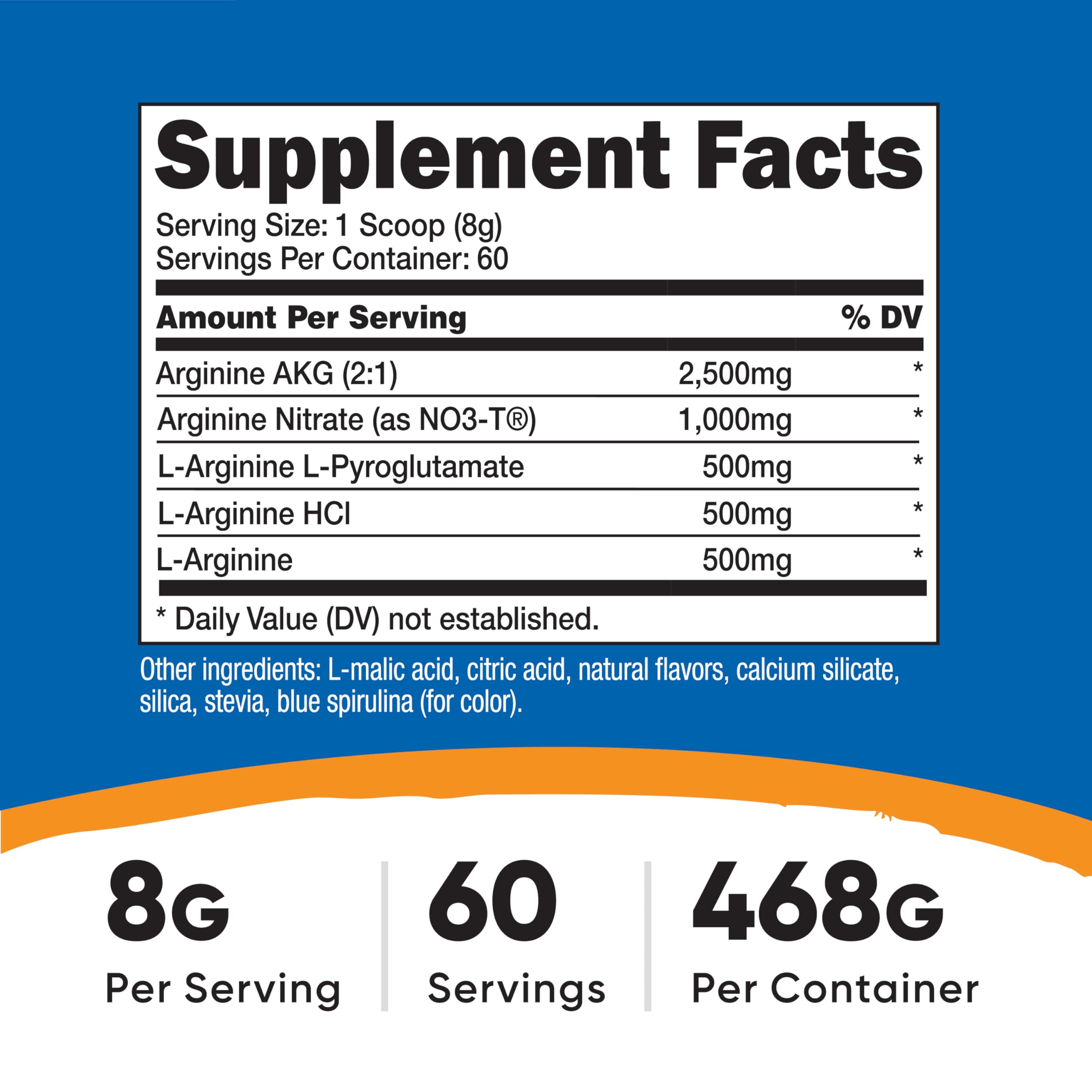 Nutricost L-Arginine Complex label close-up highlighting quality and gluten-free promise