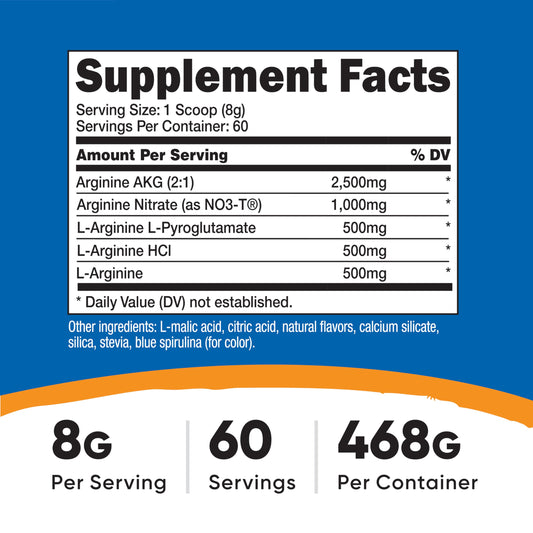 Nutricost L-Arginine Complex label close-up highlighting quality and gluten-free promise