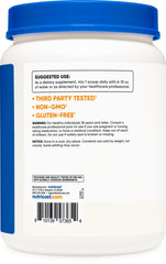 Nutricost L-Arginine Powder label highlights non-GMO and gluten-free attributes