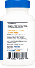 Nutricost Lactoferrin capsules ingredient panel: gluten-free and non-GMO formulation.