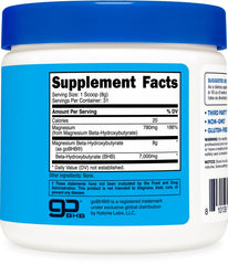 Nutricost Magnesium BHB Salts bottle label closeup highlights GMP and FDA registrations