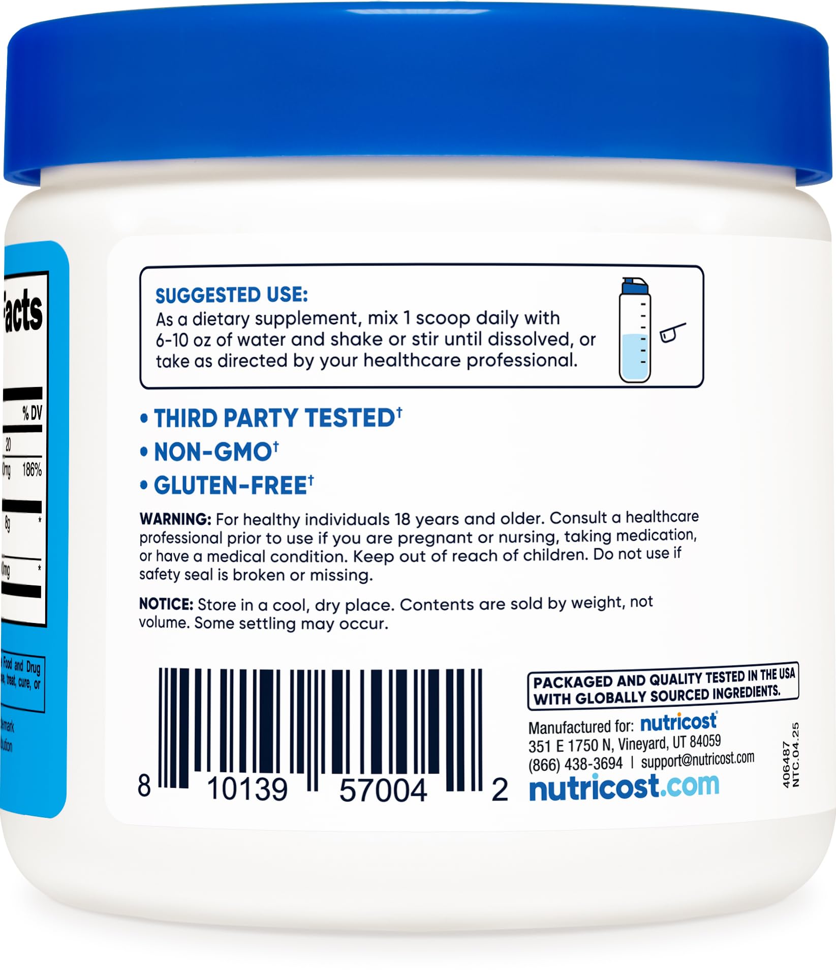 Nutricost Magnesium BHB Salts unflavored powder ready to mix with water or coffee