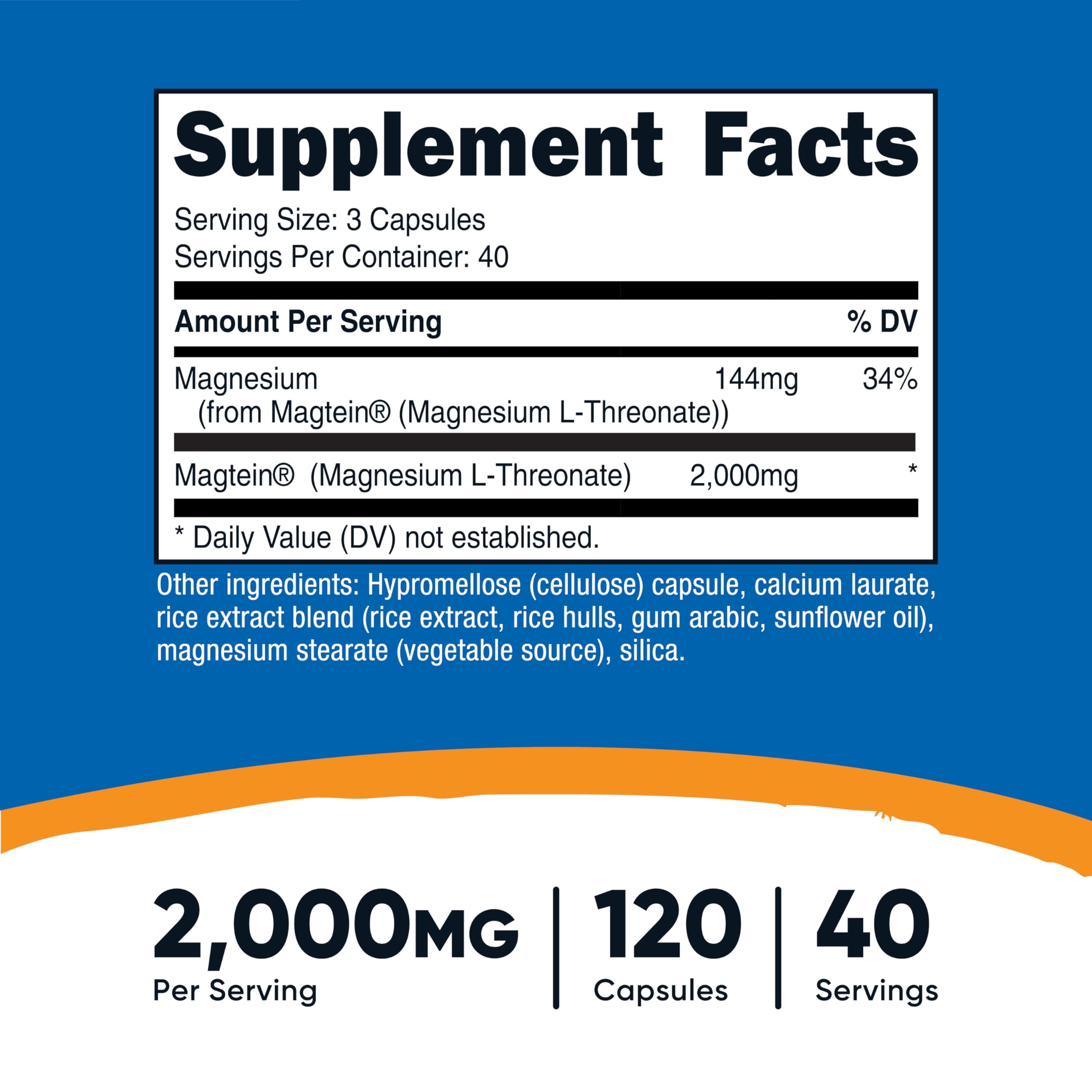 Nutricost Magnesium L-Threonate capsules arranged to show a 3-capsule serving.