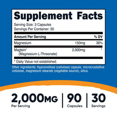 Nutricost Magtein capsules swirl highlighting easy-to-swallow daily use