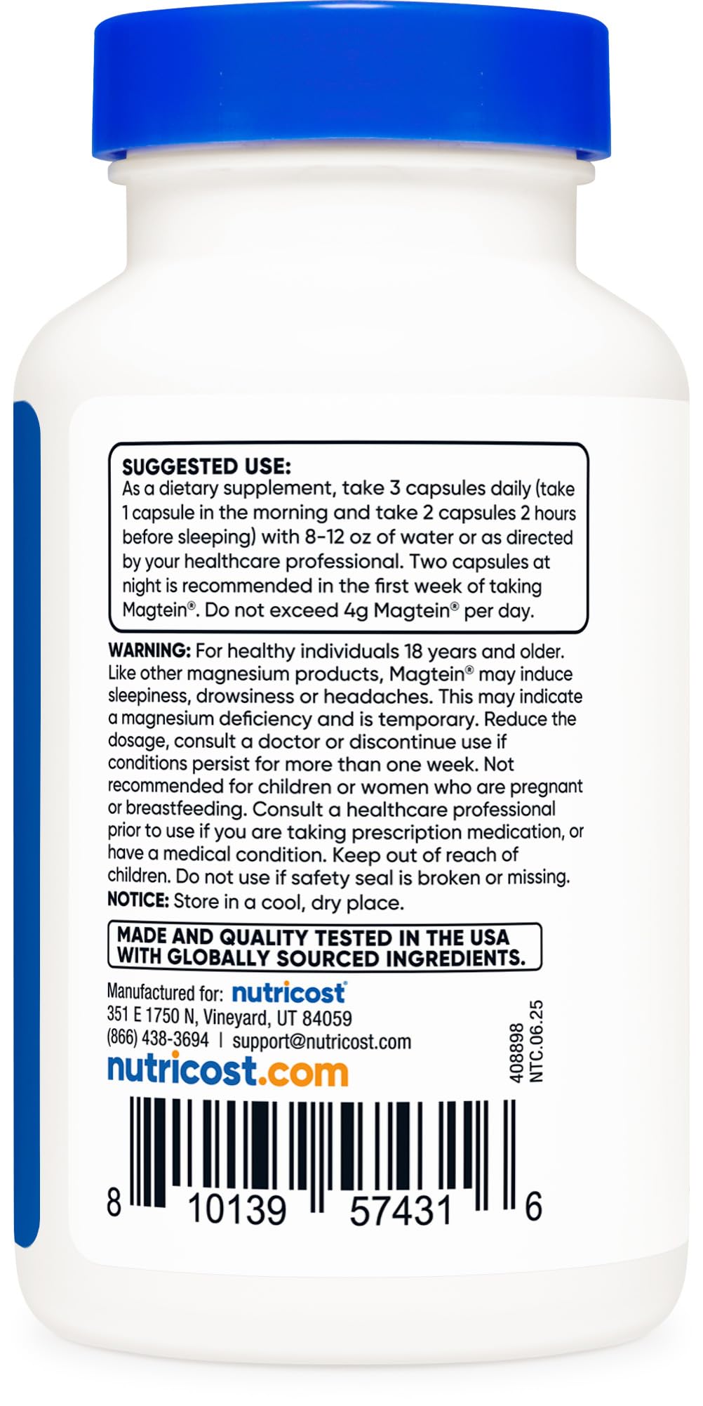 Nutricost Magtein vegetarian formula for plant-based routines