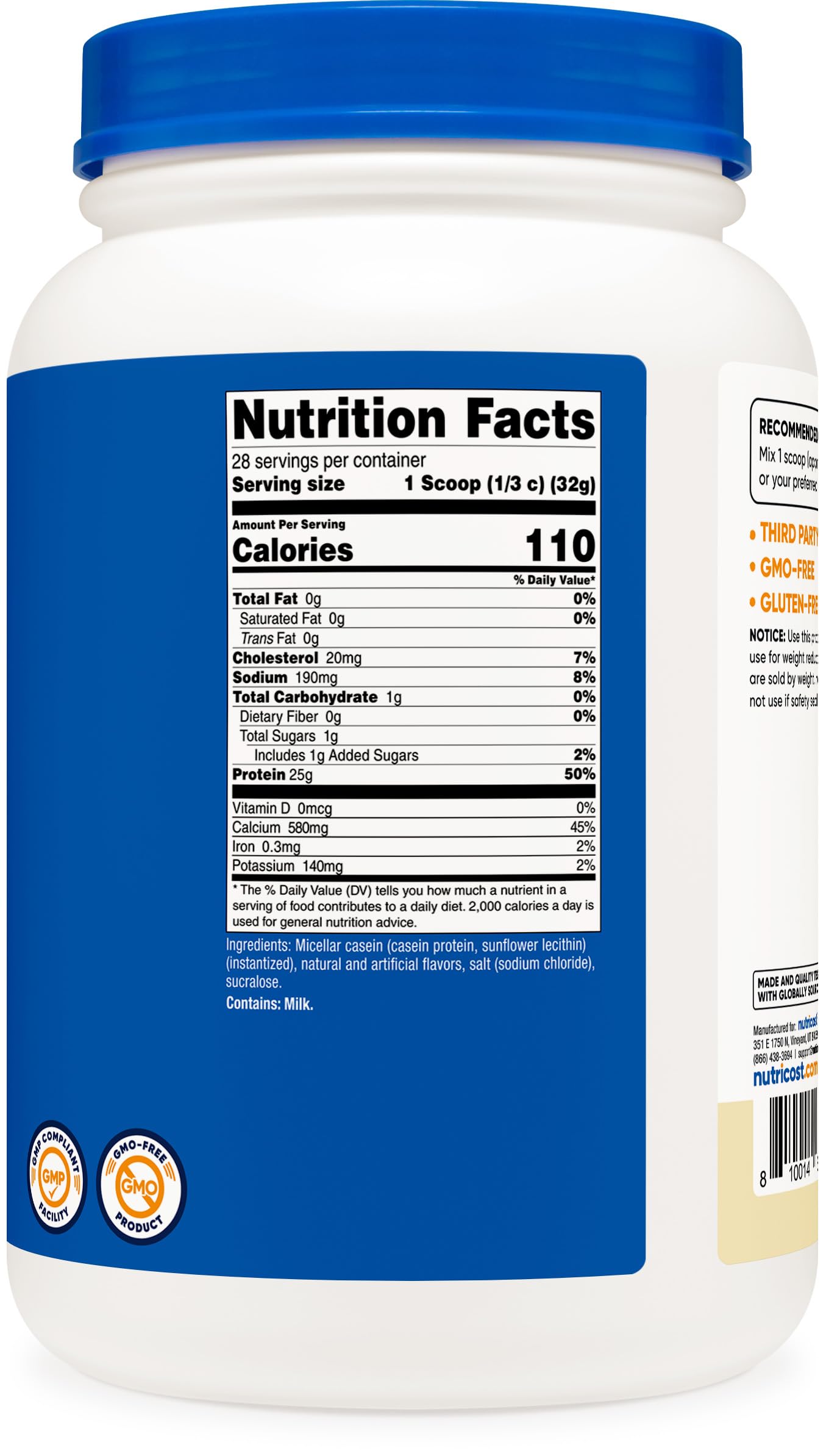 Nutricost manufacturing facility showcases GMP and FDA registration.
