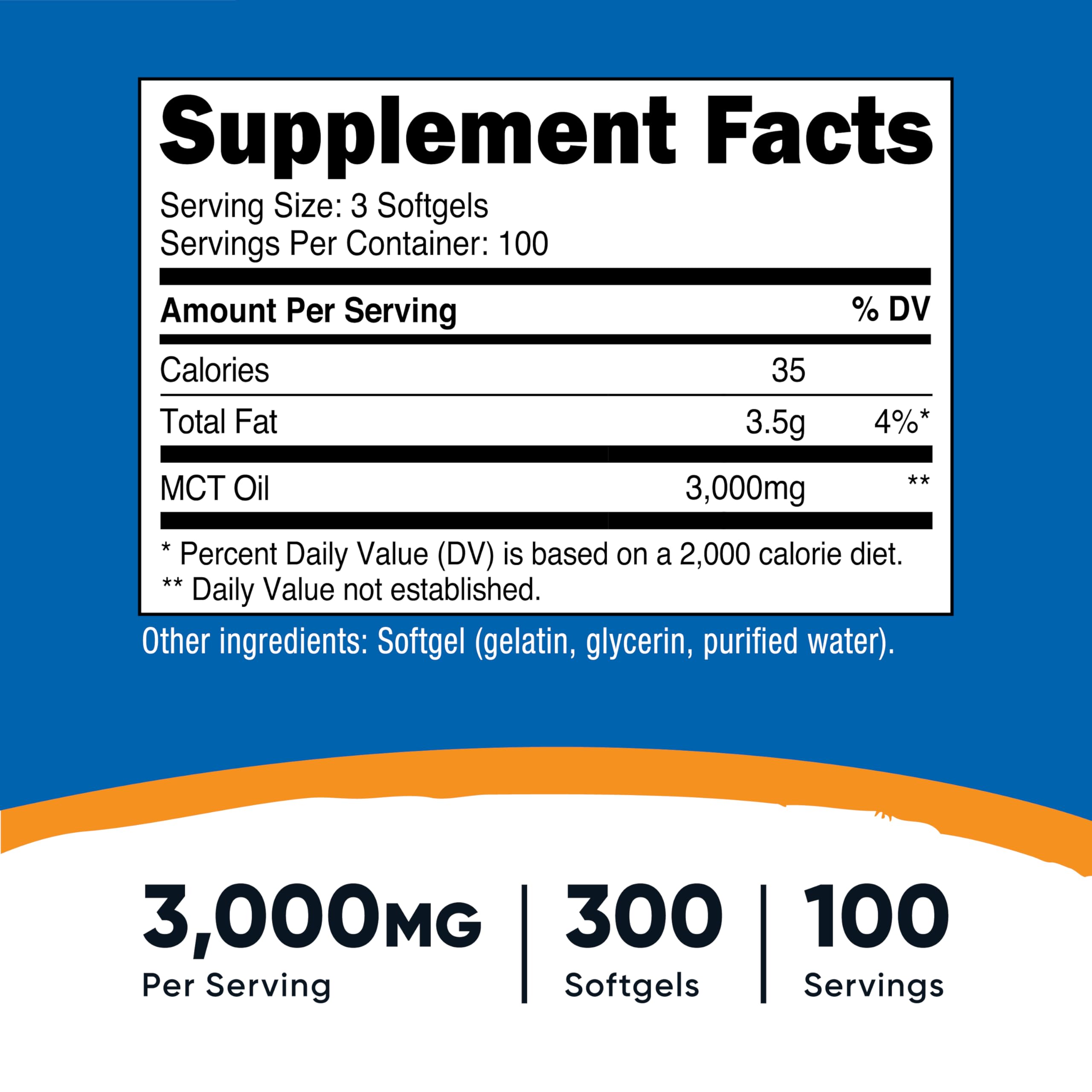 Nutricost MCT Oil Softgels close-up highlighting C8 and C10 blend for ketosis.