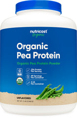 Nutricost Organic Pea Protein Isolate bottle, 5lbs, for clean plant-based protein