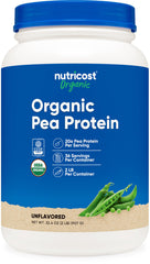 Nutricost Organic Pea Protein Isolate bottle shown for everyday plant protein.