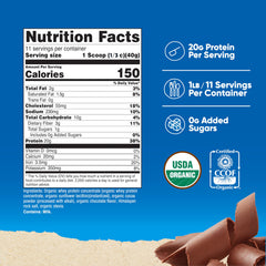 Nutricost Organic Whey Double Chocolate powder scoop emphasizes easy mixing for tasty shakes