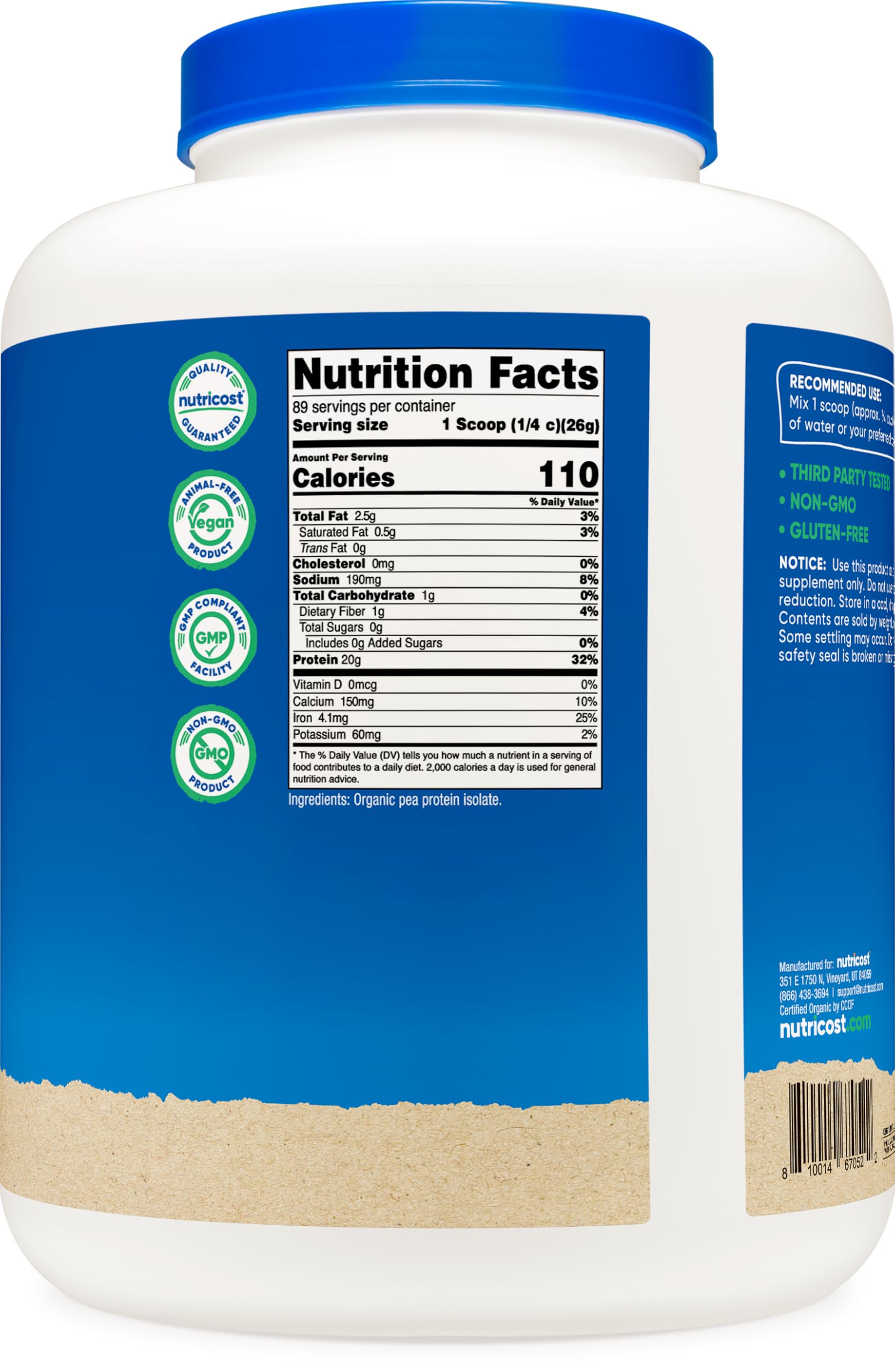 Nutricost vegetarian-friendly plant-based protein for smoothies and meals