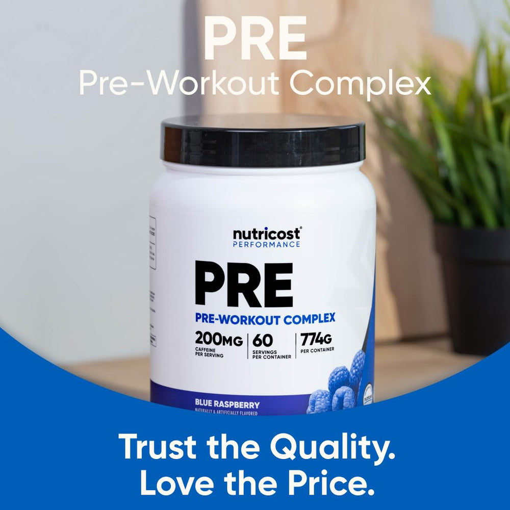 Nutricost Pre-Workout Complex shake illustrates easy mixability and refreshing flavor.