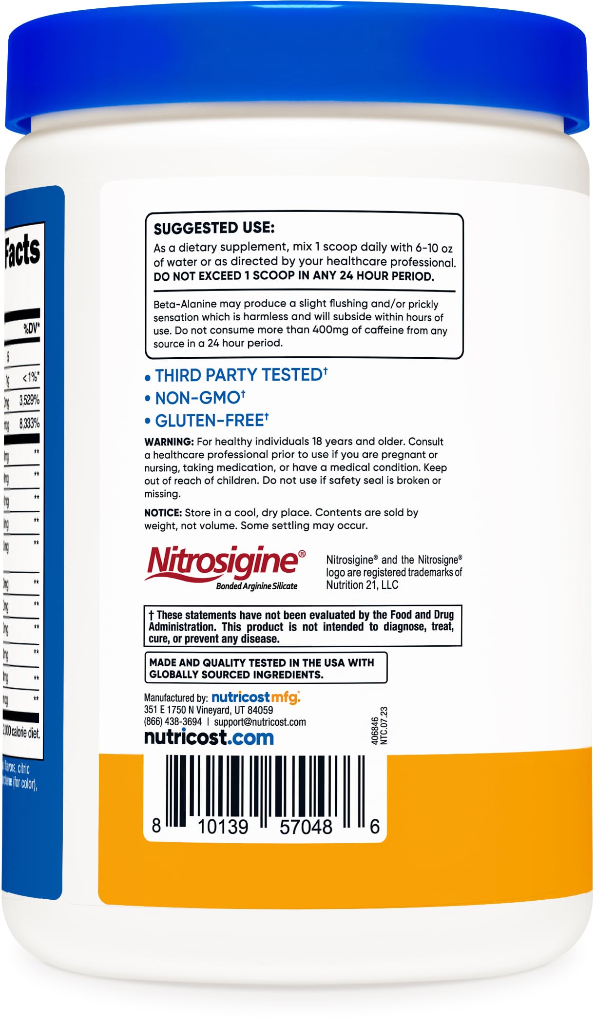 Nutricost pre-workout peach mango ingredients list for transparency and quality