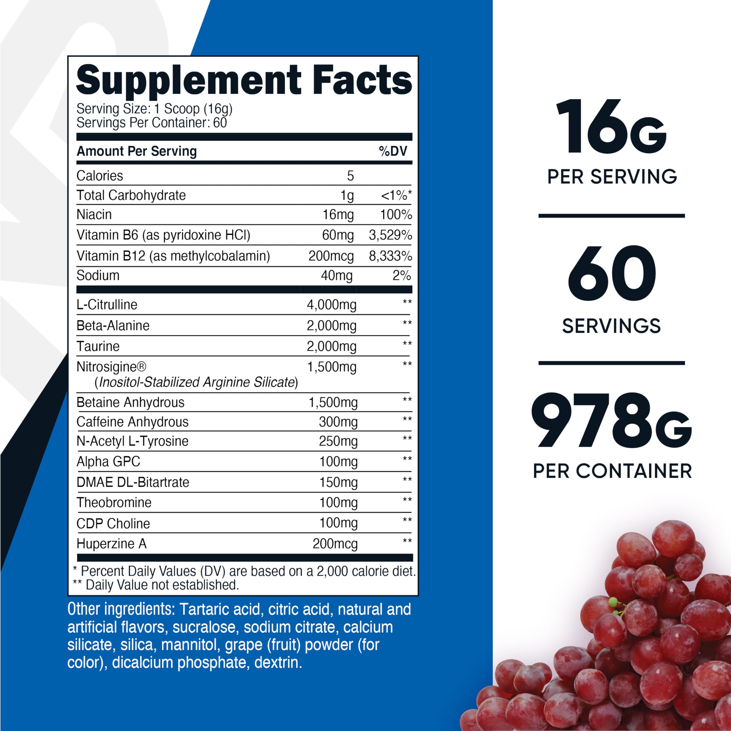 Nutricost Pre-X Xtreme powder scoop shows 15g serving for focus.