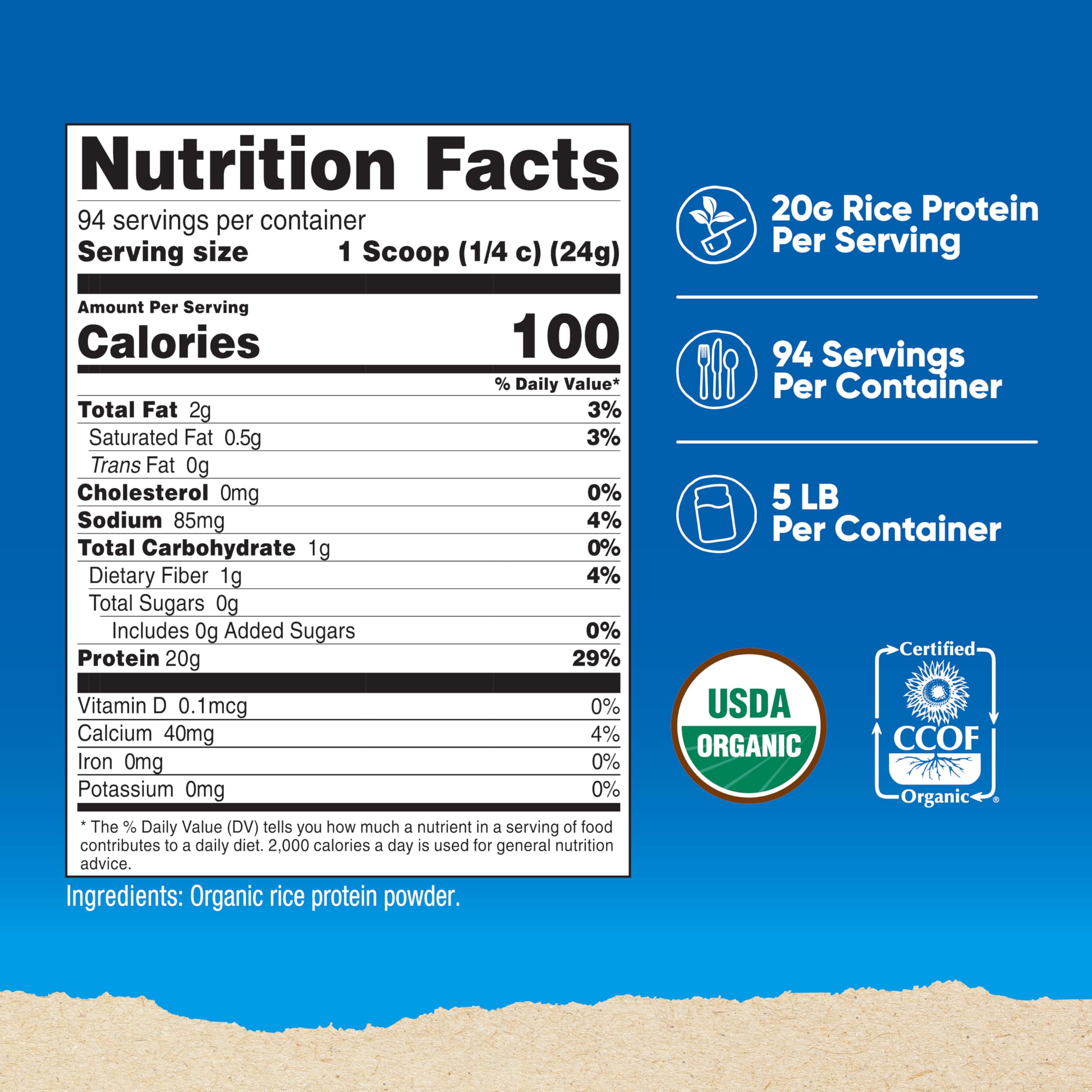 Nutricost rice protein powder scoop image for quick mixing