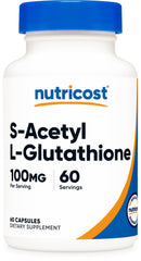 Nutricost S-Acetyl L-Glutathione 100mg bottle with capsules for convenient daily use