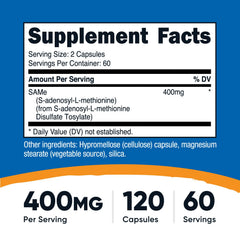 Nutricost SAM-e capsules 120-count highlighting vegetarian-friendly supplement