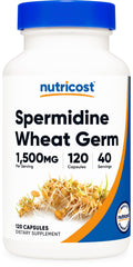 Nutricost Spermidine Wheat Germ Extract bottle front with clean label for daily wellness